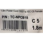 کابل برق سه پین منبع تغذیه لپ تاپ تی سی تراست مدل TC-NPCB18 طول 1.8 متر