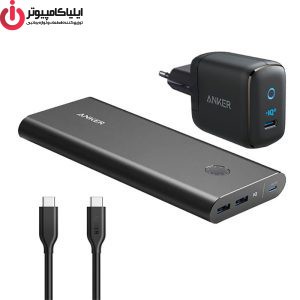 پاوربانک انکر مدل B1376L11 ظرفیت 26800 میلی آمپر ساعت به همراه شارژر دیواری و کابل تبدیل USB-C