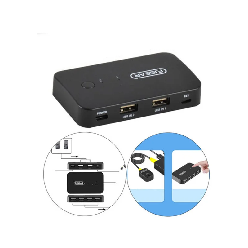 34471906 سوئیچ سلکتور 4 پورت دستی مدل USB IF-U204 با قابلیت اتصال 2 کامپیوتر - تصویر 1