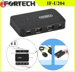 سوئیچ سلکتور 4 پورت دستی مدل USB IF-U204 با قابلیت اتصال 2 کامپیوتر - تصویر 2