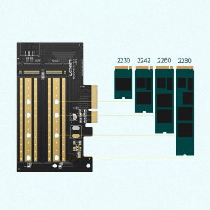 مبدل M.2 M-Key+M.2 B-Key به PCle 3.0 4X یوگرین مدل CM302-70504
