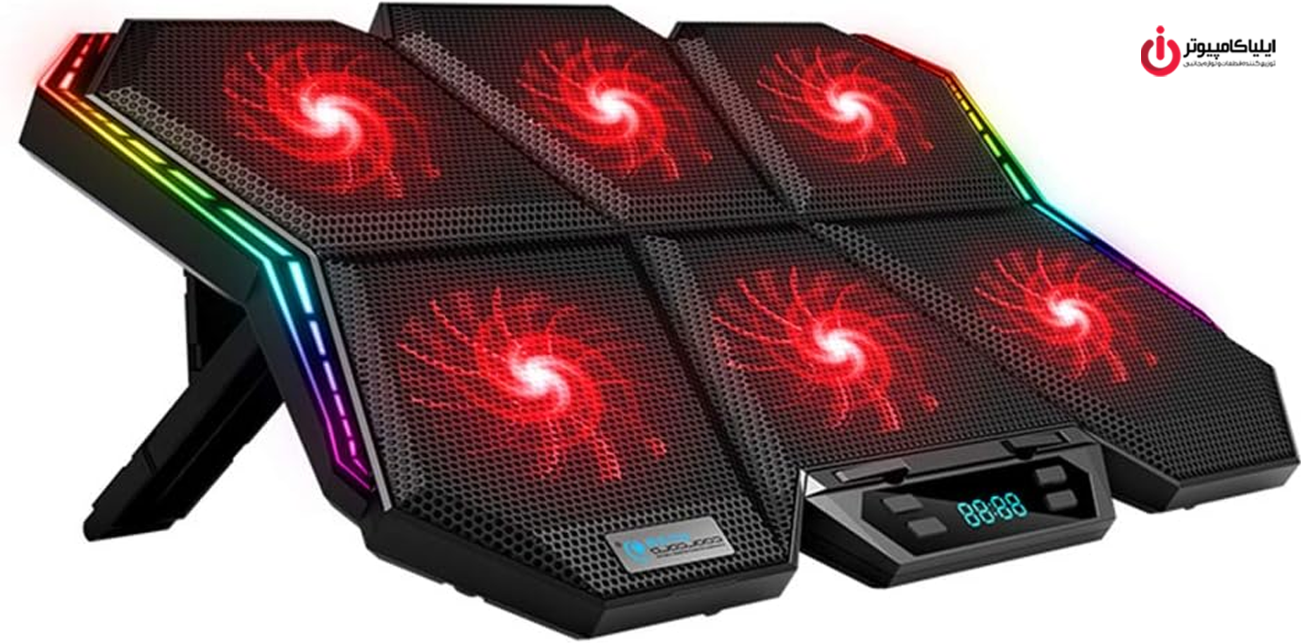 خنک کننده لپ تاپ مدل CoolCold K40 RGB پنج فن با تنظیم ارتفاع