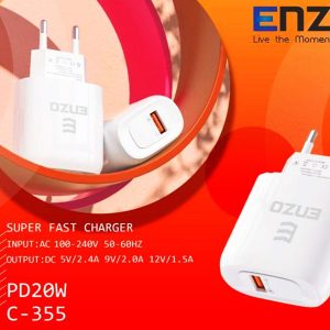 شارژر دیواری فست شارژ ENZO C-350 Qualcomm Quick Charge 3.0 3A 25W + کابل تایپ سی