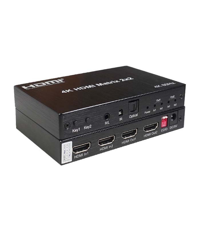 k-mahd2022 ماتریکس سوئیچ 2 در 2 HDMI با ریموت کنترل کی نت K-MAHD2022 - تصویر 1
