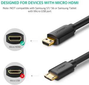 کابل micro HDMI male به HDMI male یوگرین مدل UGREEN HD127-30103 طول 2 متر - تصویر 2