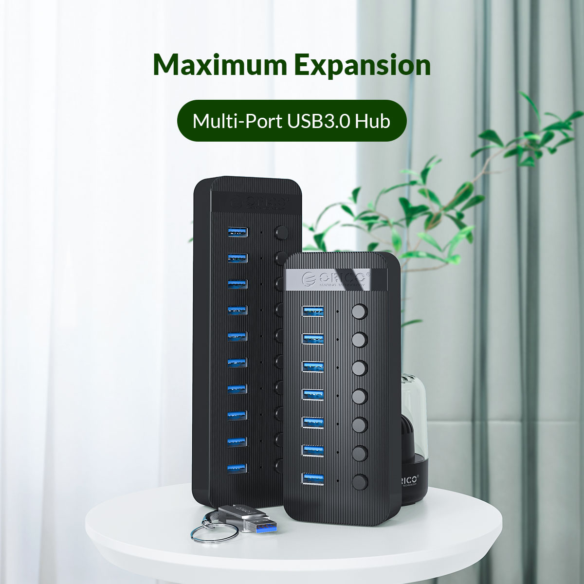 هاب یو اس بی آداپتوری 10 پورت USB3.0 اوریکو مدل ORICO CT2U3-10AB ایلیاکامپیوتر