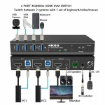 سوییچ کی وی ام 2 پورت  HDMI V2.0 برند فرانت مدل FARANET FN-K3H21 - تصویر 3