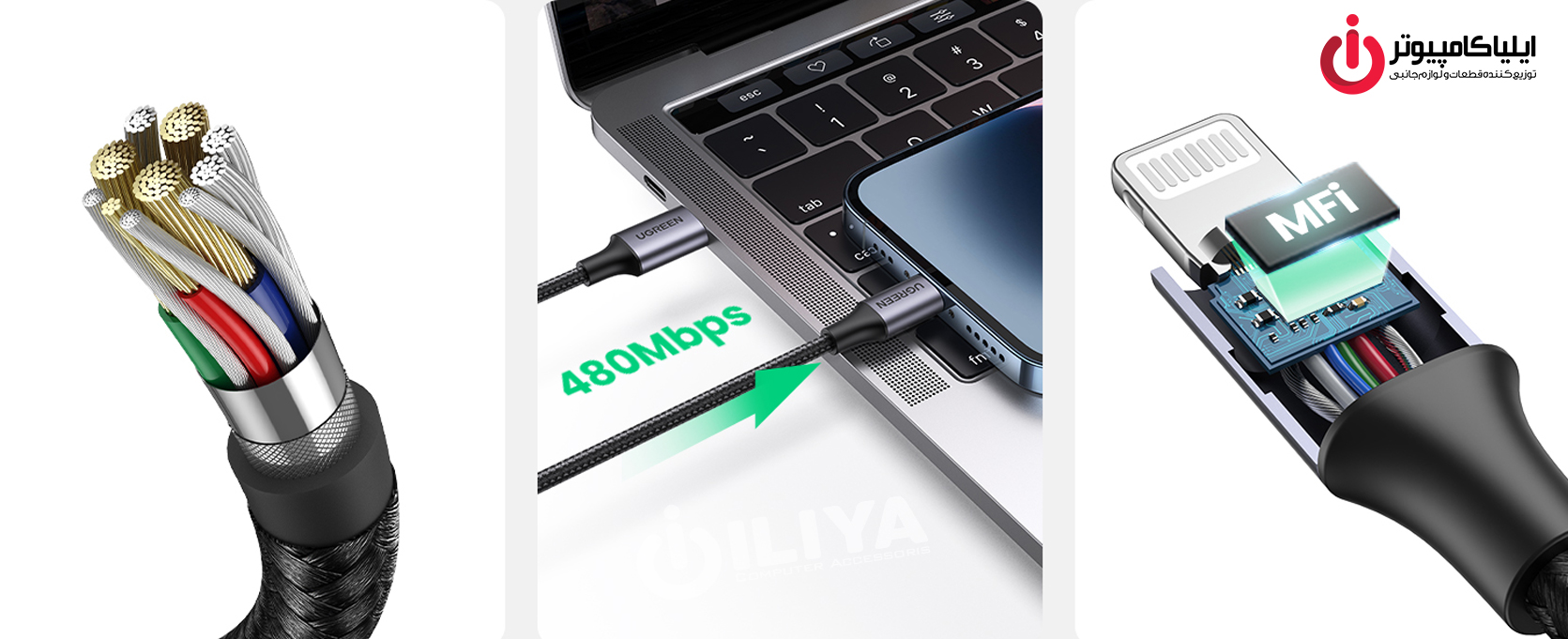 کابل Type-C به لایتنینگ یوگرین مدل UGREEN US304-60759 طول 1 متر
